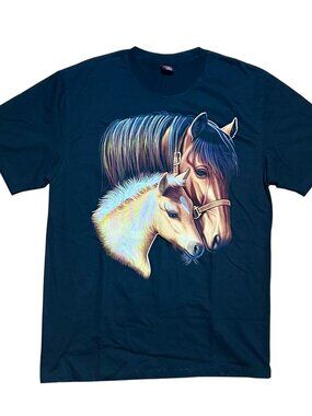 Horse and Foal Rock Yeah/Yeah! Double-Sided Graphic T-Shirt, Men's XL